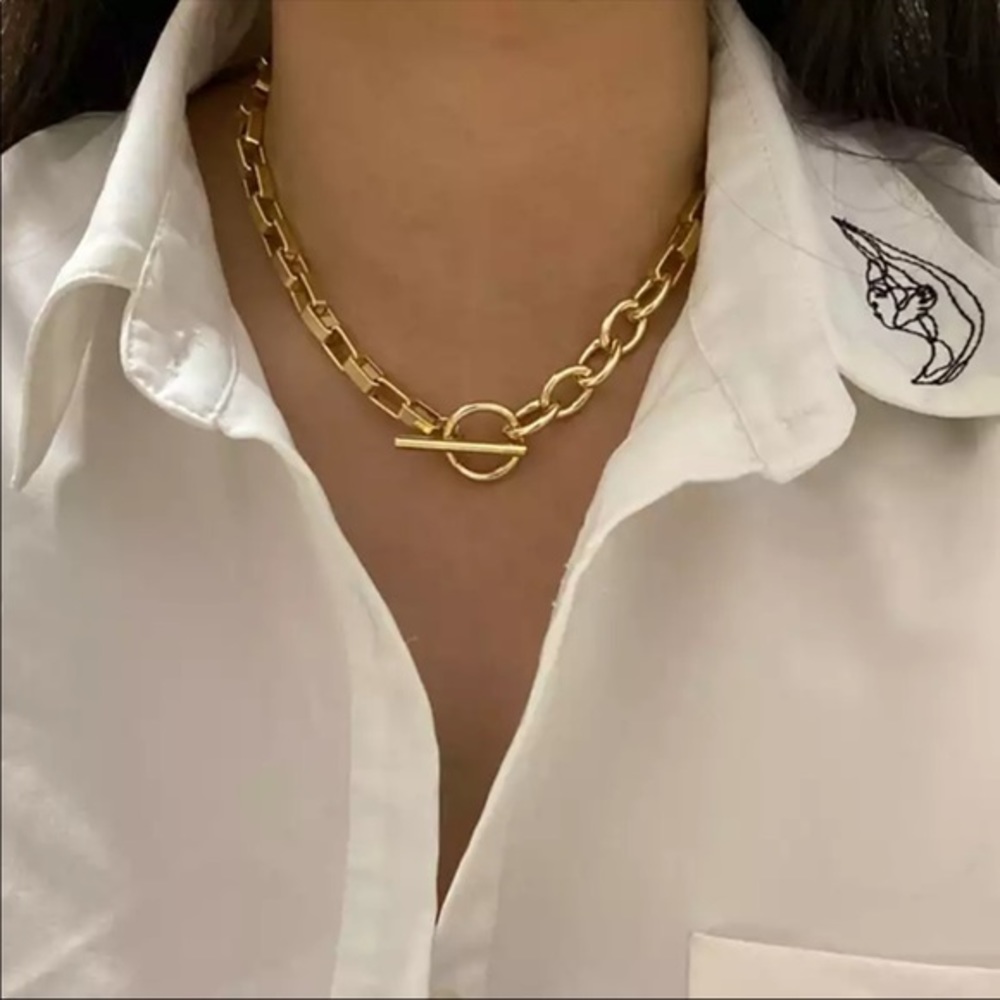 New 18k Gold Tone Thick Chunky Link Chain Ring